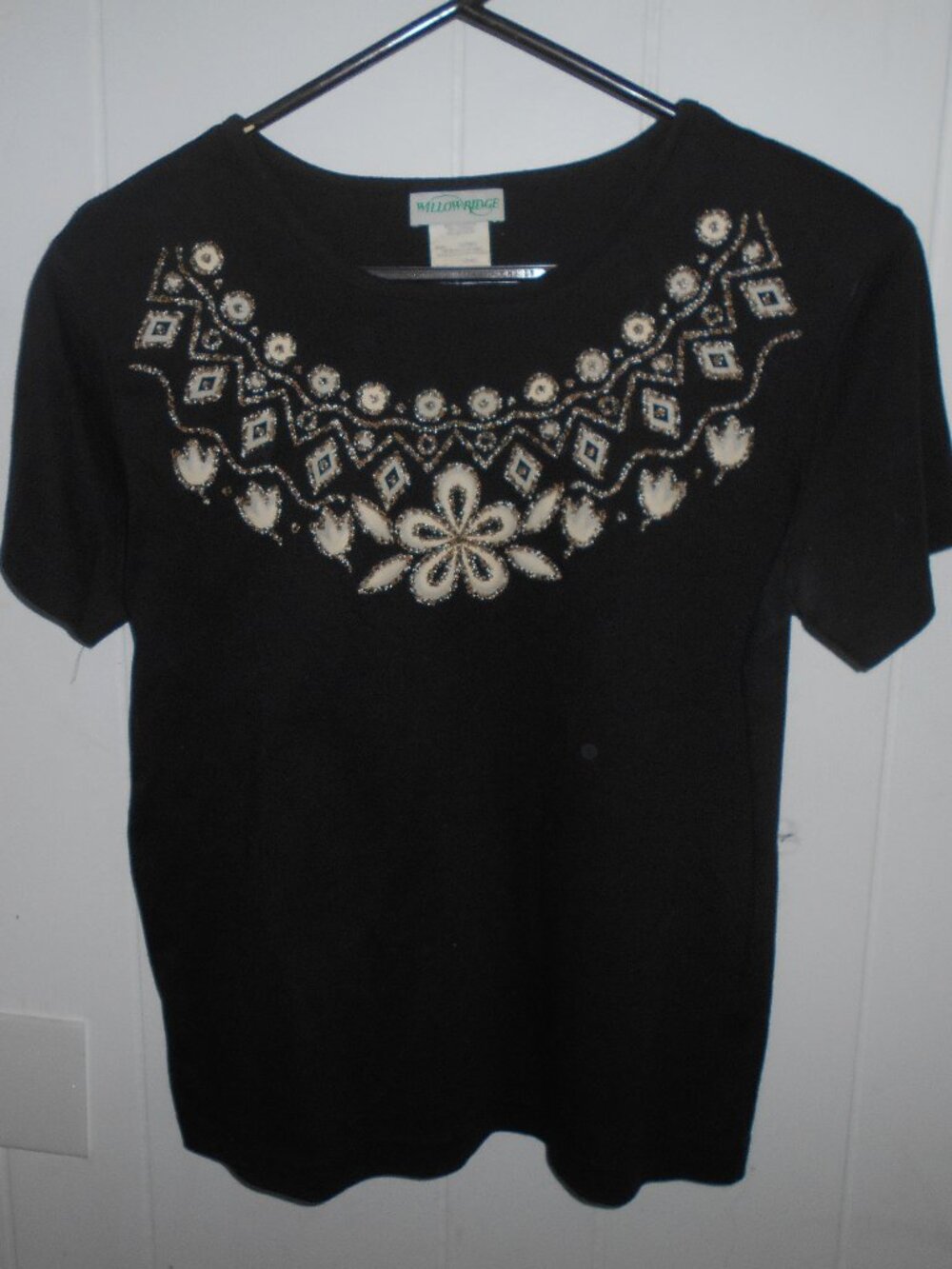 Black Tee Shirt w/ Brown Pattern-Small